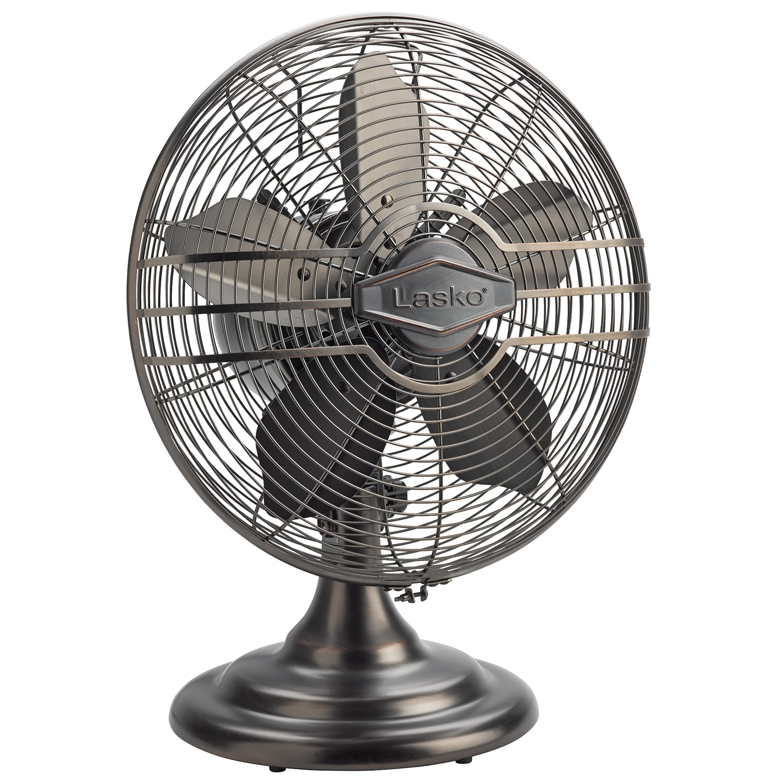 Lasko Oscillating Table Top Fan, Portable, 3 Quiet Speeds, for Bedroom, Kitchen and Office, 17", Bronze, R12210