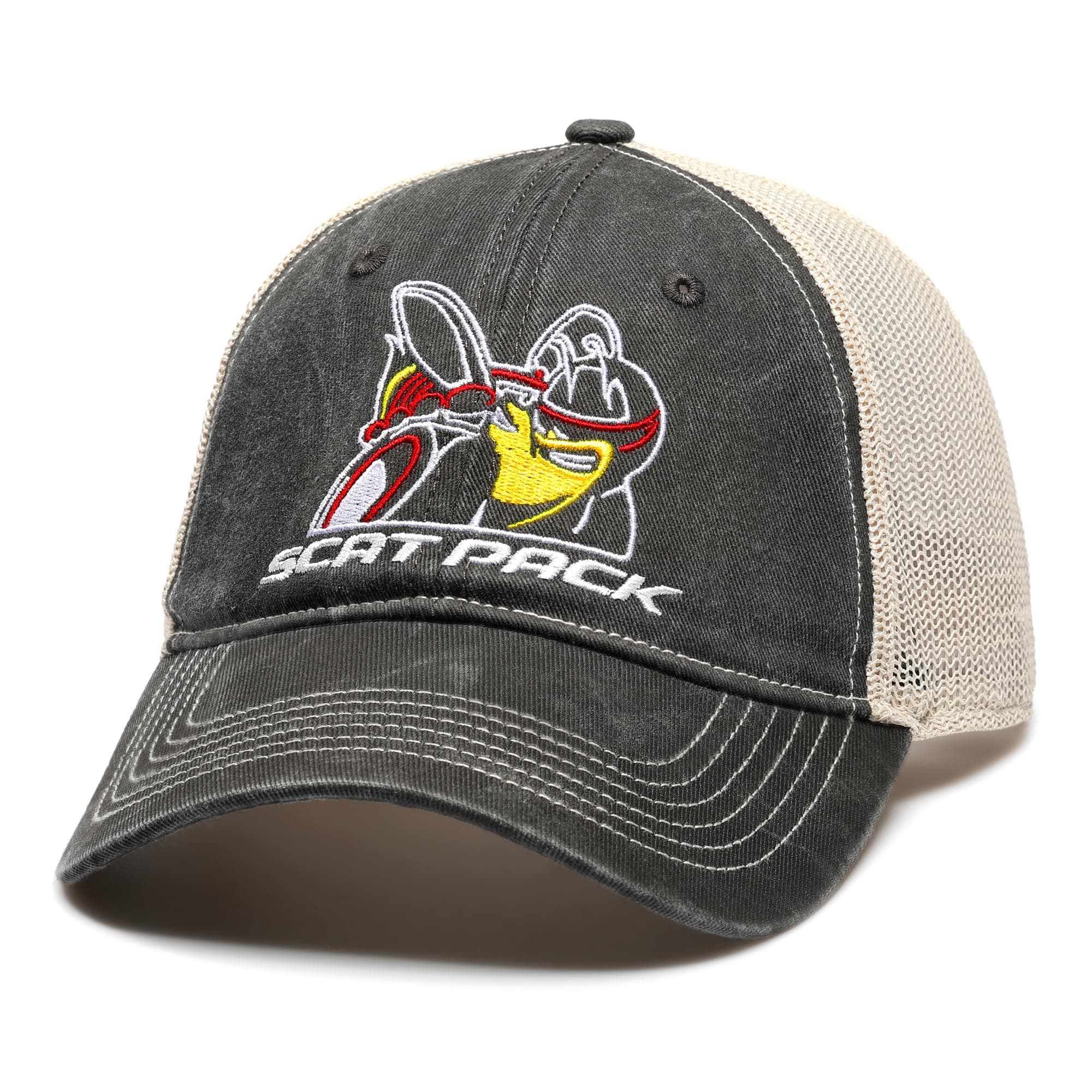 Pack Snapback Hat Garment Washed Black Twill with Soft mesh