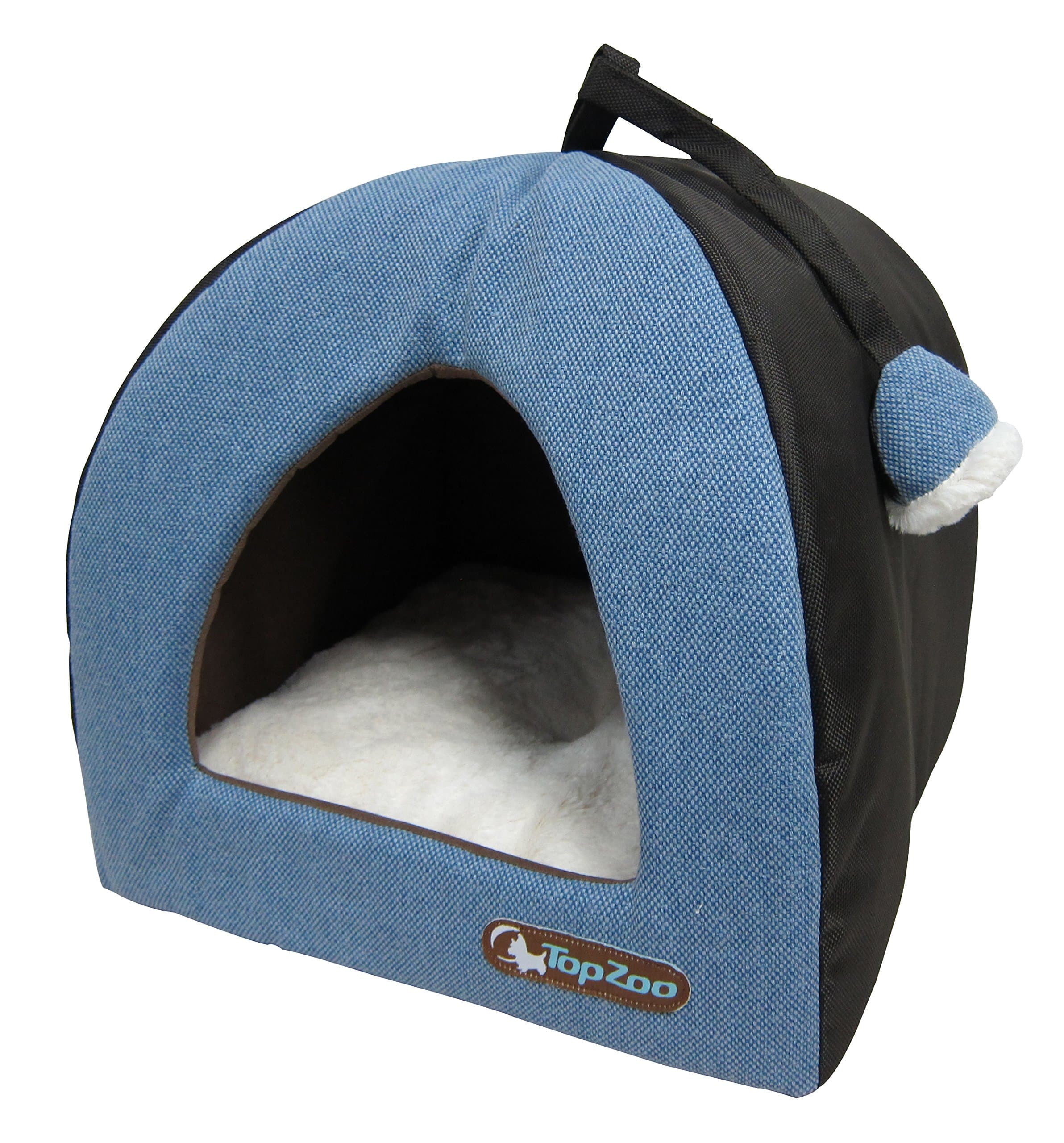 Topzoo Tipi Cat Bed Canvas Blue