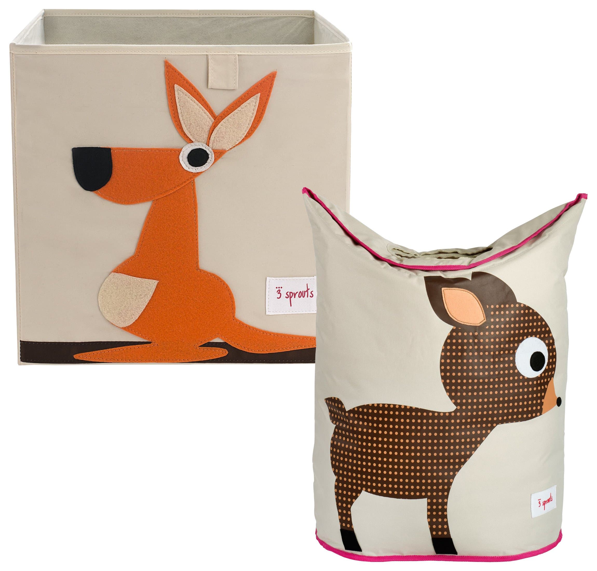 3 Sprouts Storage Box and Laundry Hamper, Kangaroo/Deer
