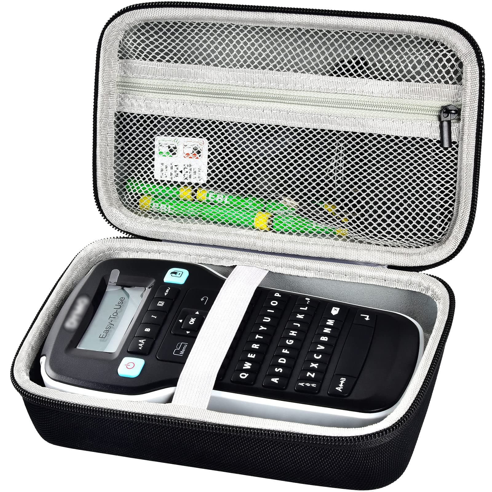 Case Compatible with DYMO Label Maker Bundle 160/280 - Hard Protective Travel Storage Bag with Mesh Pocket, Elastic Holder & Smooth Zipper, Organizer for Tape Refills, Batteries and Charger (Box Only)