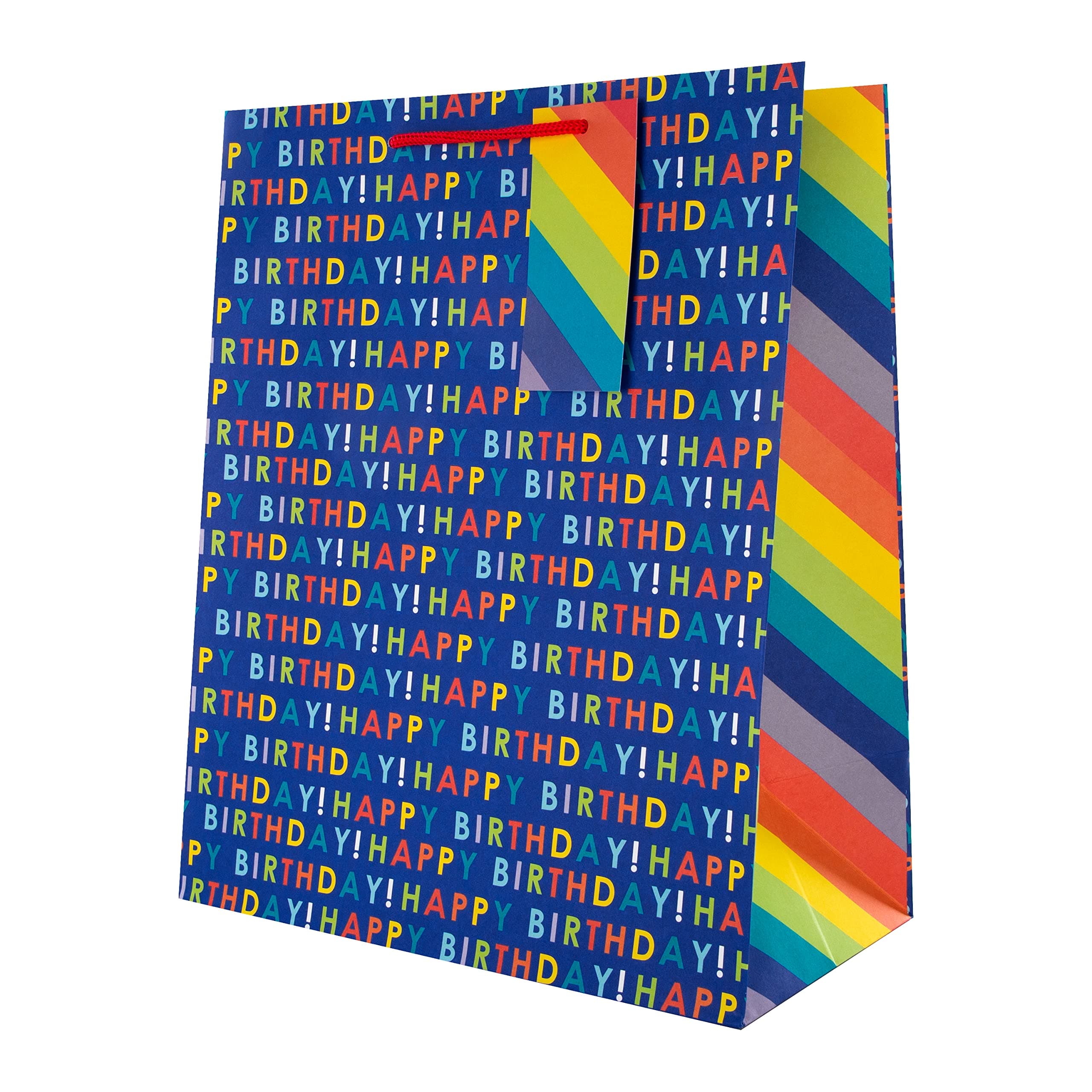 Large Birthday Gift Bag - Rainbow Text Design