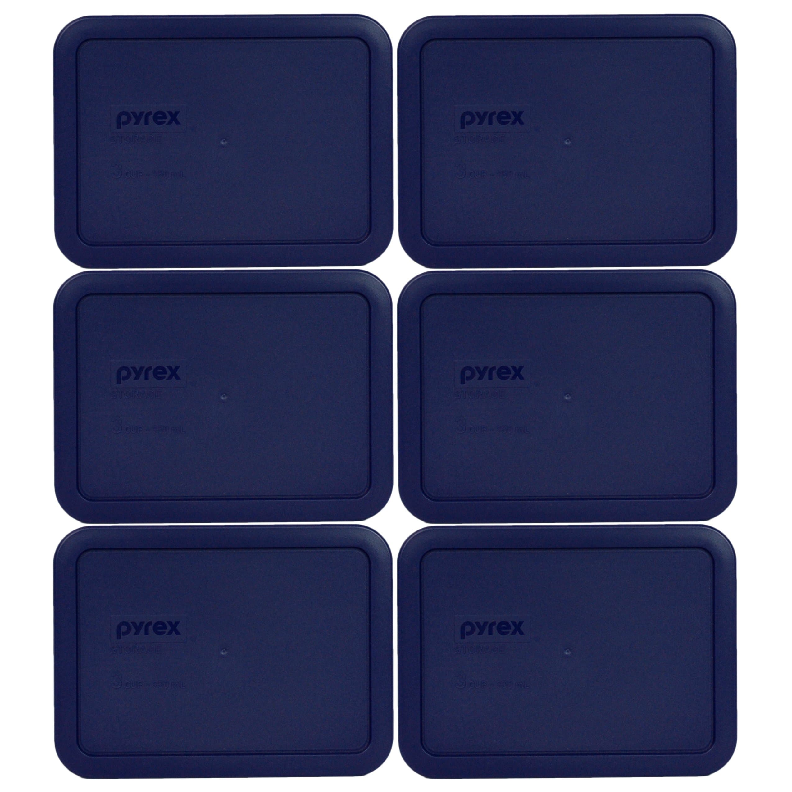Pyrex 7210-PC Rectangle Dark Blue 3 Cup Storage Lid for Glass Dish (6, Dark Blue)