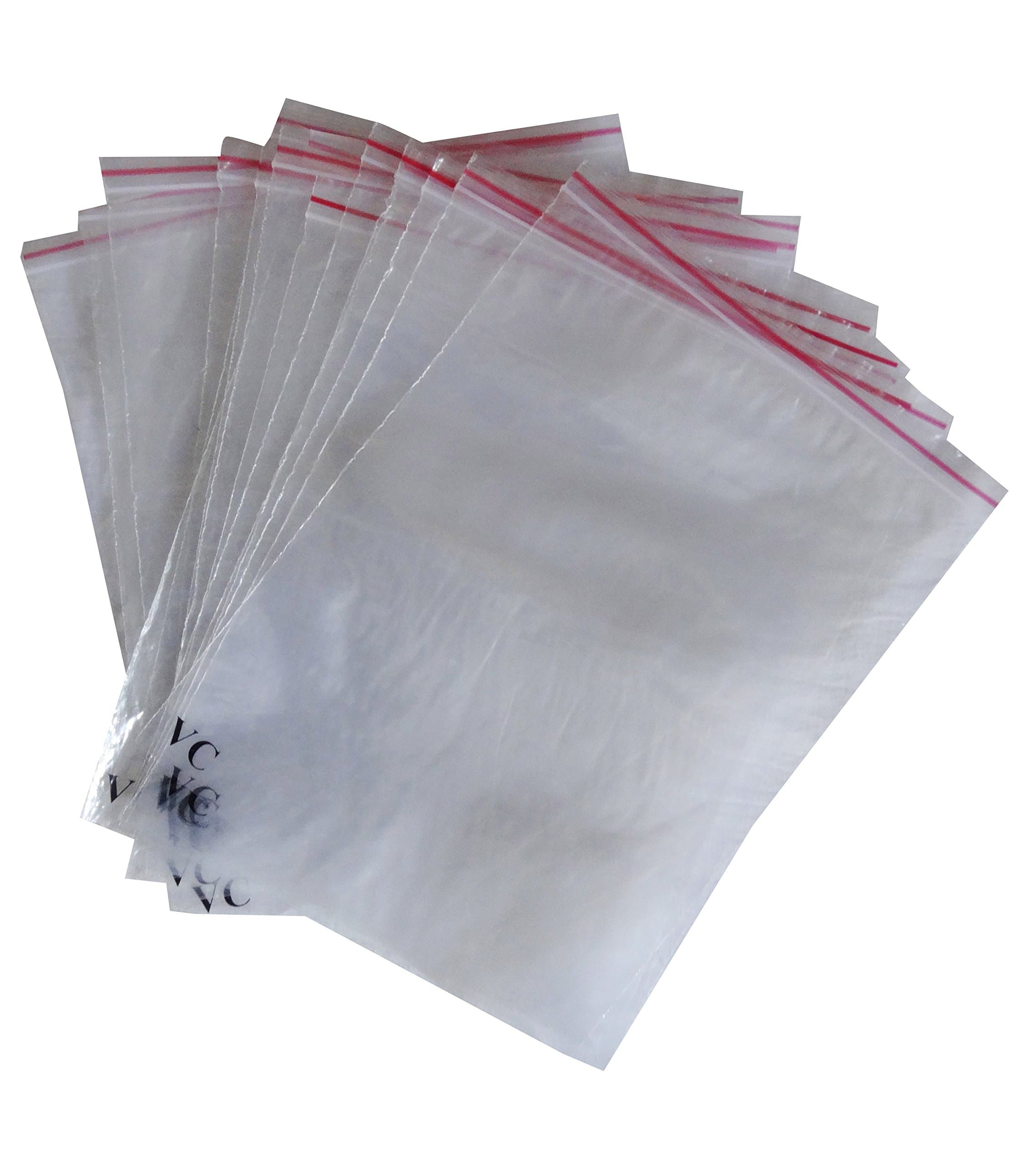 VC Transparent Rectangular Storage Bags, 100 Pack, Zipper Closure, 6x7.5, 7x10, 9x12 Inches, Ideal for Home Organization, Office, Craft, Jewellery, Food Storage