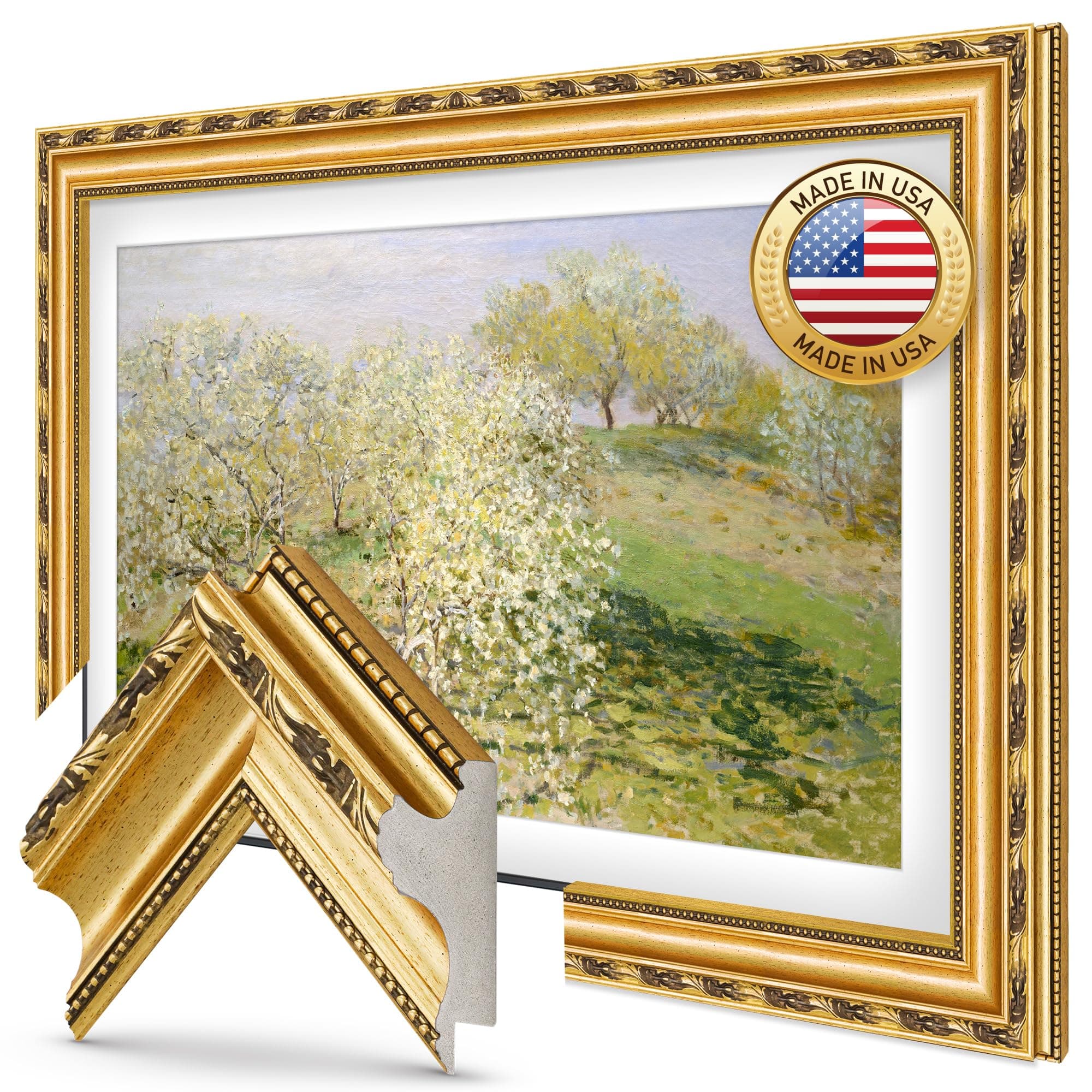 Deco TV Frames - Ornate Gold Smart Frame Compatible ONLY with Samsung The Frame TV (3" Color Chip)