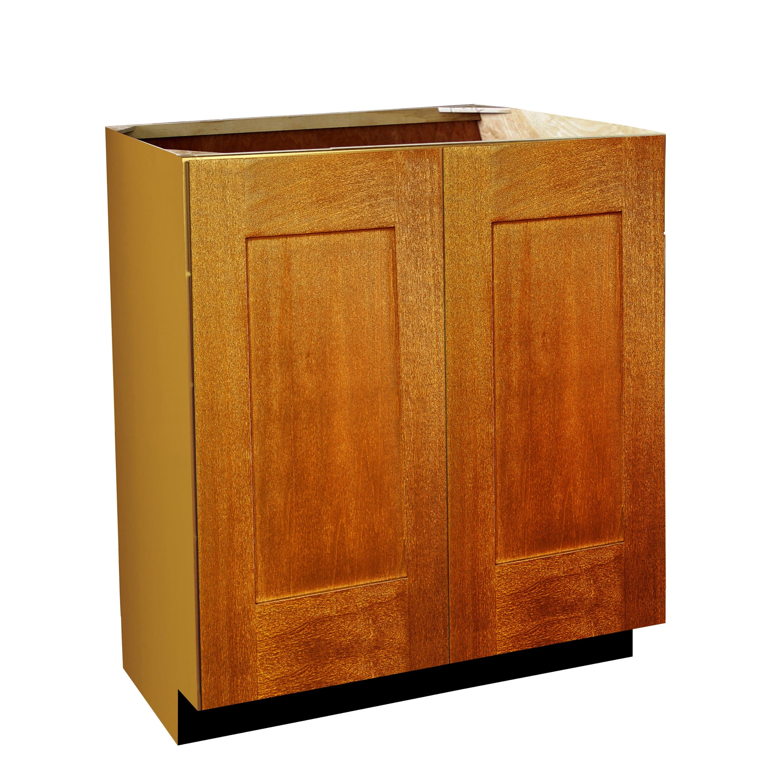 Shaker Panel Door Style Vanity Sink Base with Full Height Doors 30" Wide 21" Deep 34.5" High in a Maple Spice Finish Model VSBFH302134.5-SS