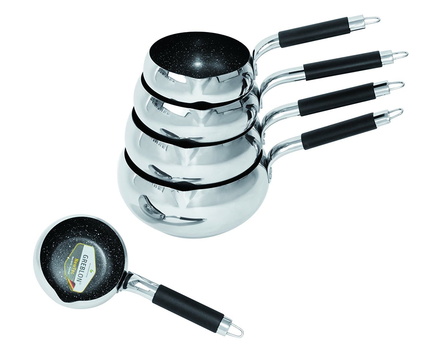 Non-Stick Stone Cookware Set 5 Pieces Black Handle