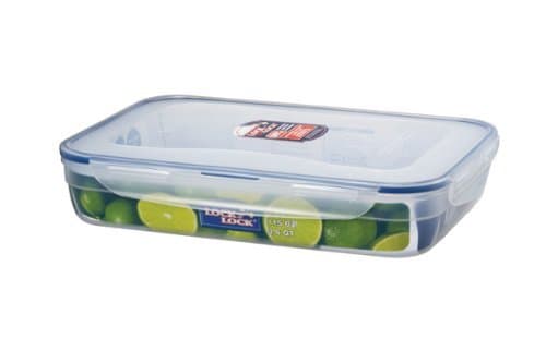 Lock&Lock Rectangular Flat Nestable Style BPA Free Food Container with Leak Proof Locking Lid, 14-Cups, 115 Fluid Ounce