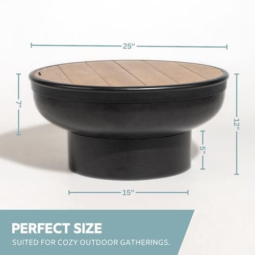 DENKOE Iron Fire Pit Table with Lid, Extra Thick and Heavy Duty Fire Bowl, Deep Round Firepit for Outdoor Bonfire Gatherings, Wood Burning Firepits for Outside Patio, Modern Outdoor Fire Pits