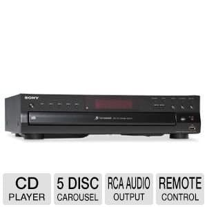 Sony Compact Disc Player - 5 Disc Carousel, Optical Output, RCA Audio Output, CD Text Display + 100 Ft Oxygen-Free Copper Speaker Wire