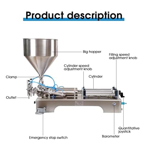 SIERINO Paste Filling Machine - 10-5000 ml Semi-Automatic Horizontal Pneumatic Cream Filling Machine, Stainless Steel Industrial Visco Liquid Filler Quantitative Filling Machine, Dual Head