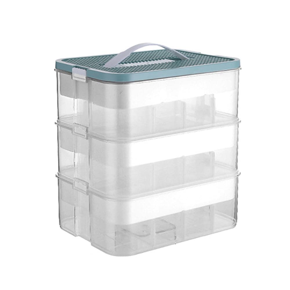 TOMVAES Toy Storage Box Organiser for Lego,3-Layer Stackable Building Blocks Container,Large Capacity Stackable Storage Boxes with Lid & Handle, Toy Sorting Box