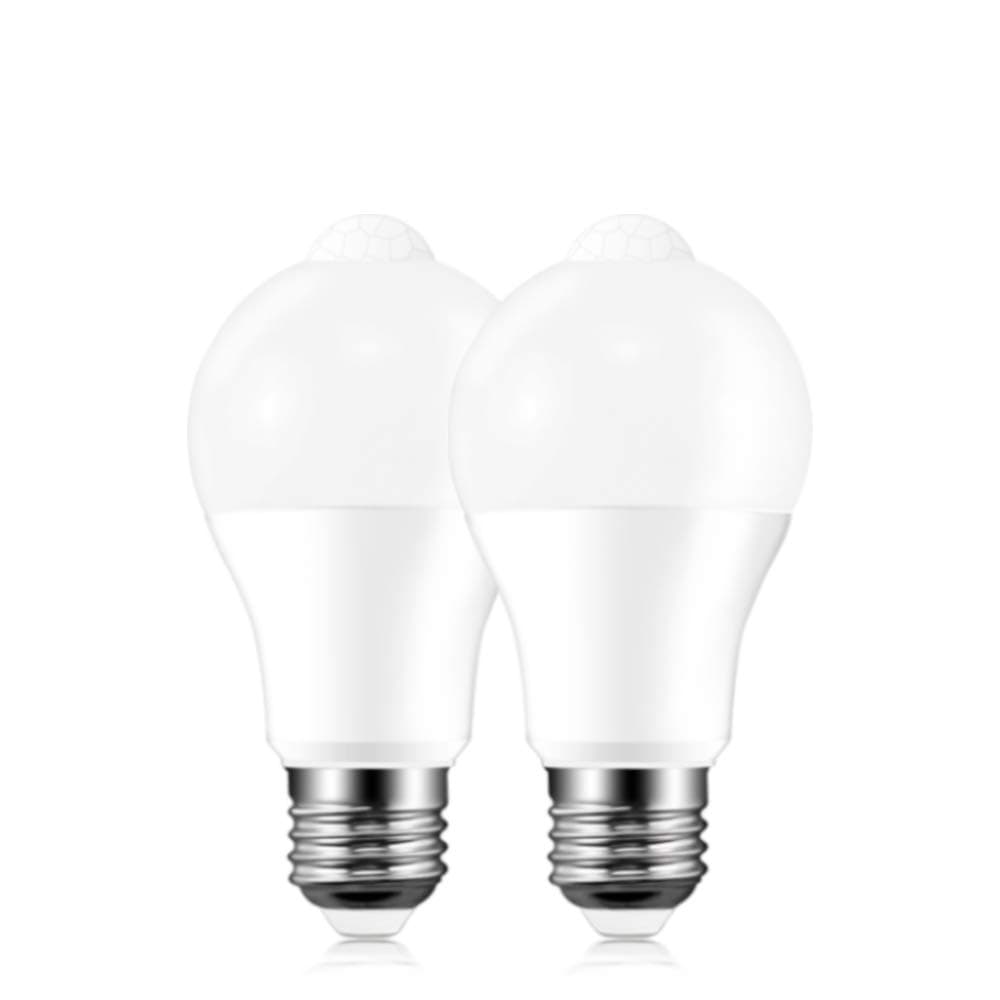 Motion Sensor Light Bulbs, Akindoo 8W (100-Watt Equivalent) E26/27 Base Motion Activated Dusk to Dawn LED Bulb Outdoor/Indoor for Front Door Garage Basement Hallway Stairs (Cold White)