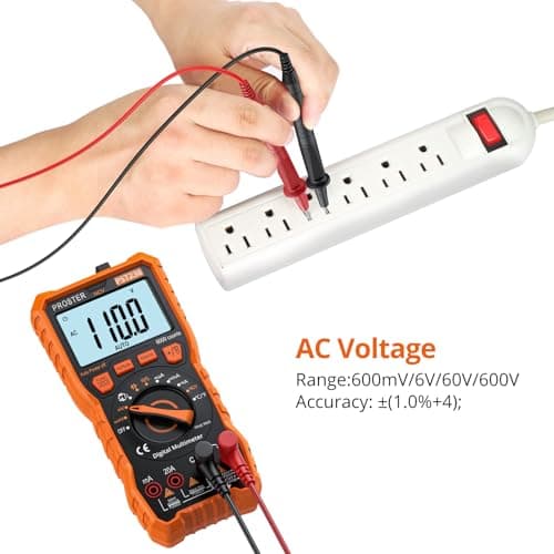 Proster Multimeter TRMS 6000 Counts Auto Manual Range Multimeter Tester with DC/AC Voltage DC/AC Current NCV Detector Temperature Capacitance Resistance Diode Continuity Tester with Cloth Bag