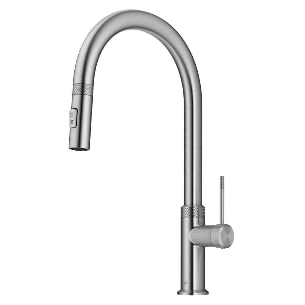 Oletto Modern Industrial Pull-Down Single Handle Kitchen Faucet in Spot Free Stainless Steel, KPF-2654SFS