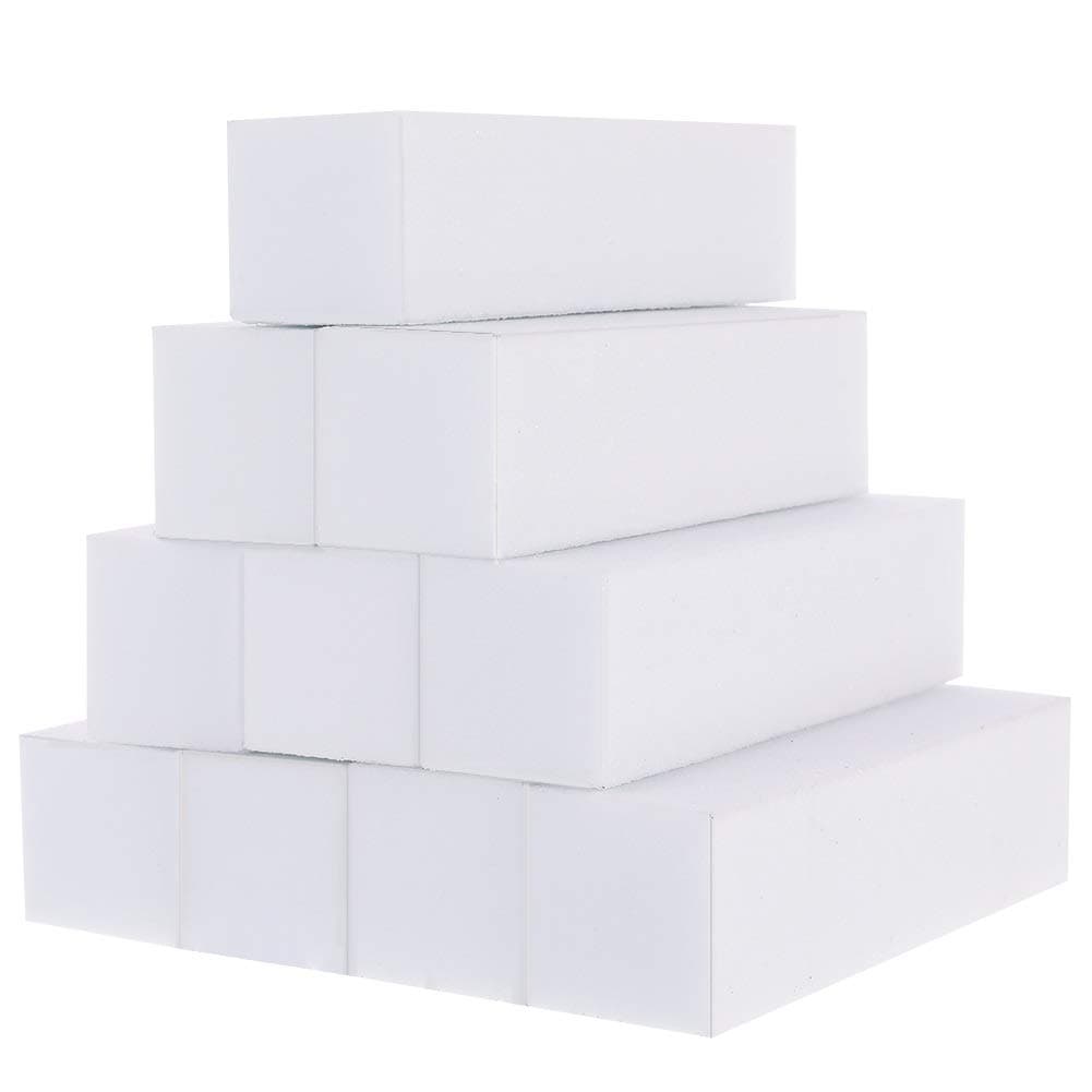 10 Pcs White Nail Buffer Block, White Buffer Sanding Block Professional Salon Nail Buffer Block, Nail Art Tips Tool Finger Manicure Pedicure Tools for Home and Salon Use (95*25*25MM, White)