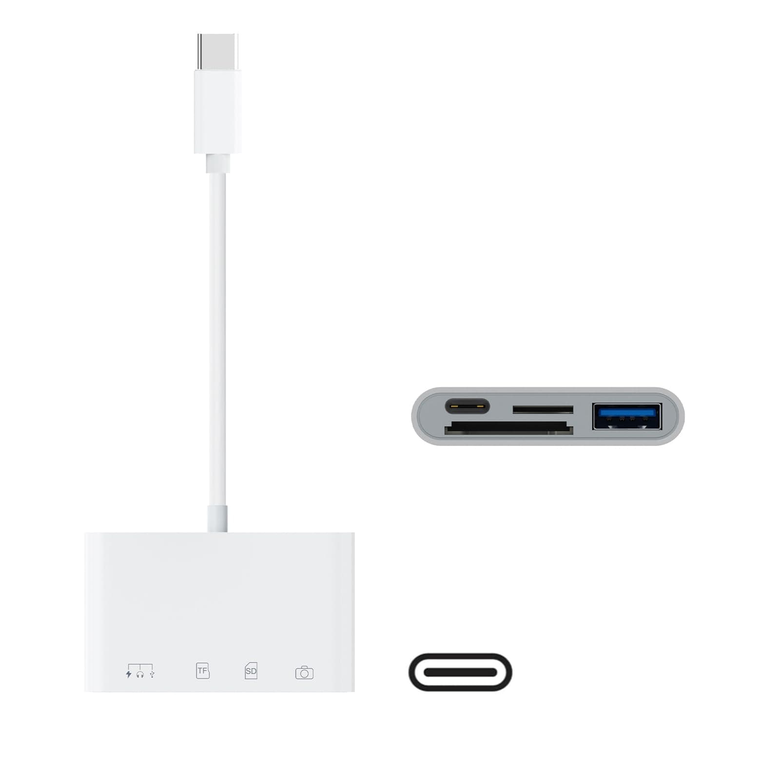 2025 New Release: Type-c Card Reader, 4 in 1 Camera Reader, SD Card Reader, USB/Type-C, SD/TF Adapter with OTG Function, Read/Write Simultaneously, High Speed Two-Way Data Transfer, Fast Charging