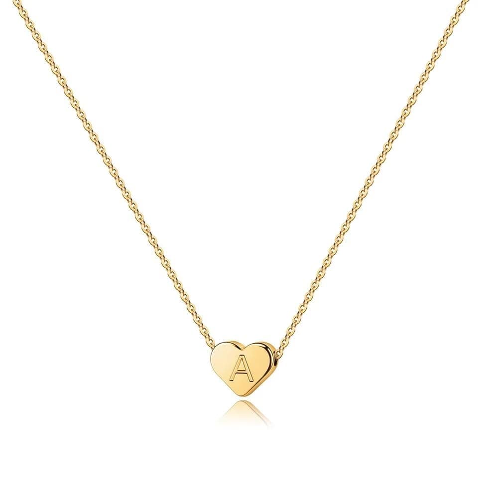 Turandoss Heart Initial Necklaces for Women Girls - 14K Gold Plated Heart Pendant Letter Alphabet Necklace Letter Initial Necklace Gifts for Girls Teens