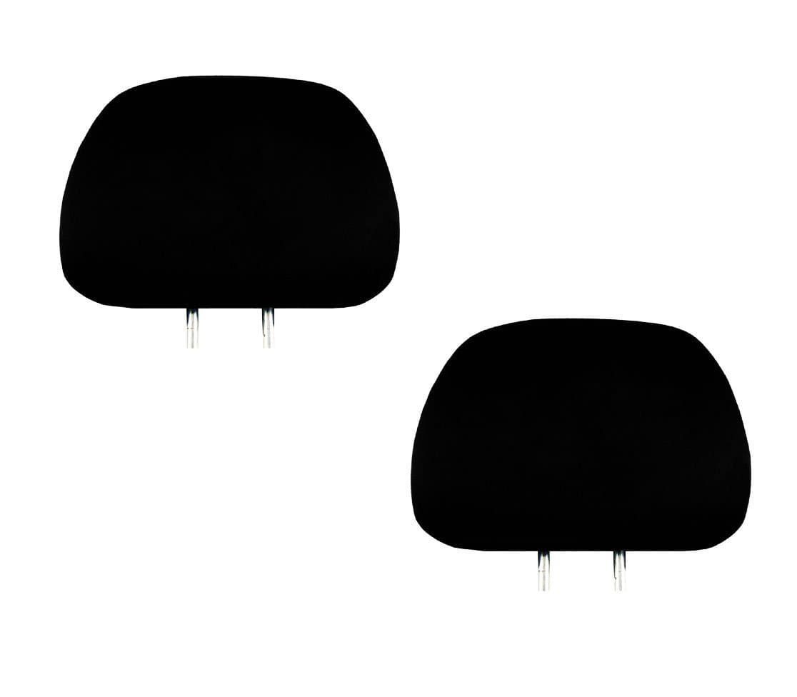 Ltluxury Easy Slip on Solid Black Pu Leather with Lycra Backing Headrest Covers for Family Car Sedans Set of 2
