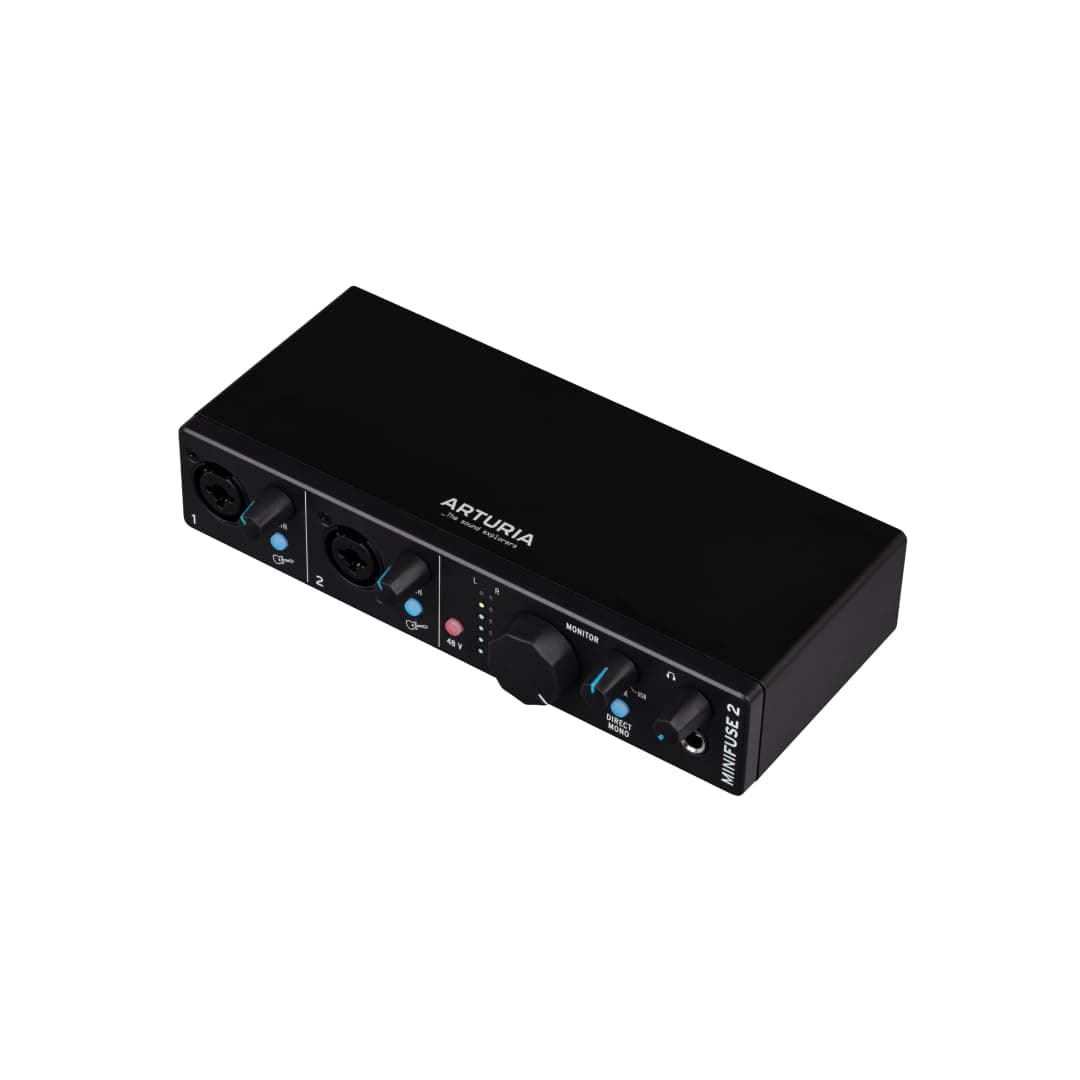 Arturia MiniFuse 2, 2in / 2out USB-C Audio Interface with 2 Mic/Line/Instrument Preamps, Built-in USB Hub, Loopback and Included Software Bundle - Mac/PC (Black)