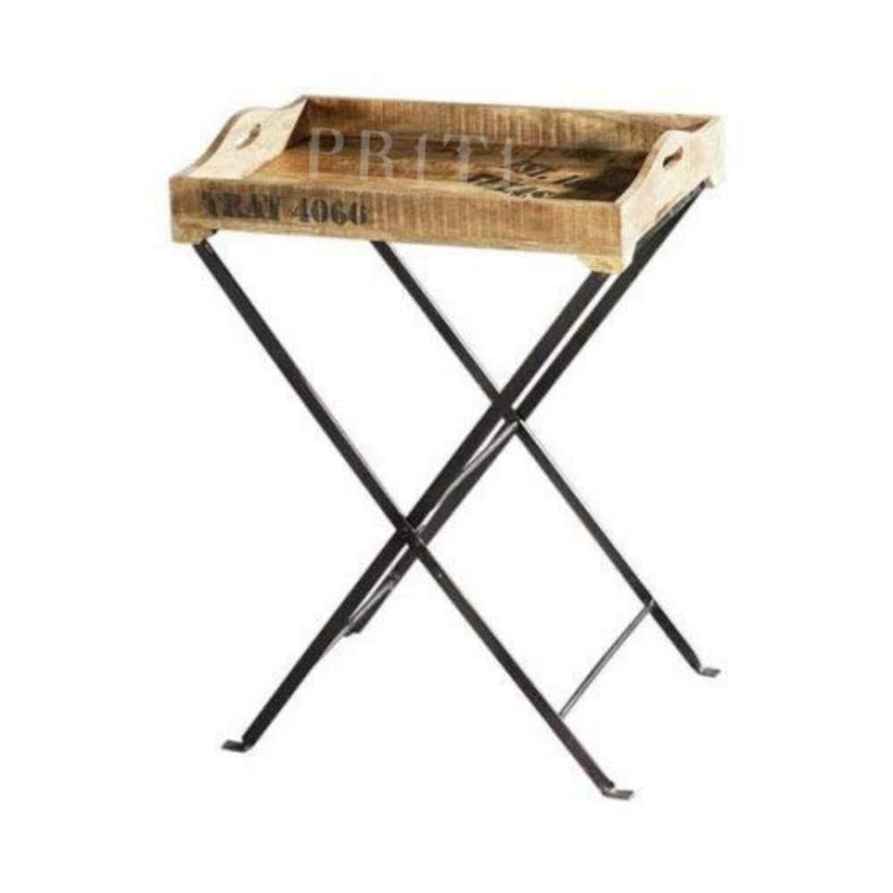 Priti Industrial Coffee Table Nesting Table Bedside Table End Table Wooden Iron Table