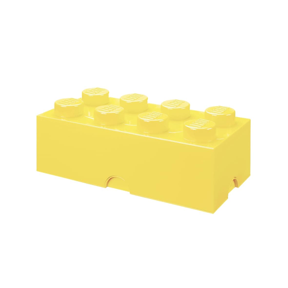LEGO Storage Brick 8 Knobs COOL YELLOW - Stackable Plastic Storage Box with Lid for Kids and Adults Desk Organizer and Toy Box - 12.1L Capacity