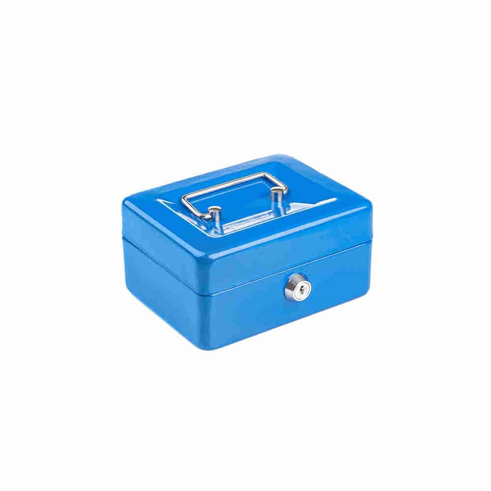 Petty Cash Money Safe Box - Compact Solid Steel Lockable Security Storage Chest for Loose Money, Coins, Change & Valuables with 2 Keys - Removable Tray with 6 Coin Sections - 6 Inch
