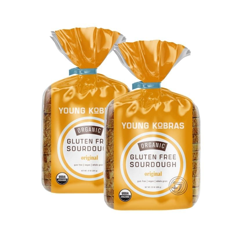 Young Kobras Organic, Gluten-Free Original Sourdough Bread 22oz (2-pack) - Allergen Friendly, Vegan, Gum-Free, Simple Ingredients & Made Fresh to Order