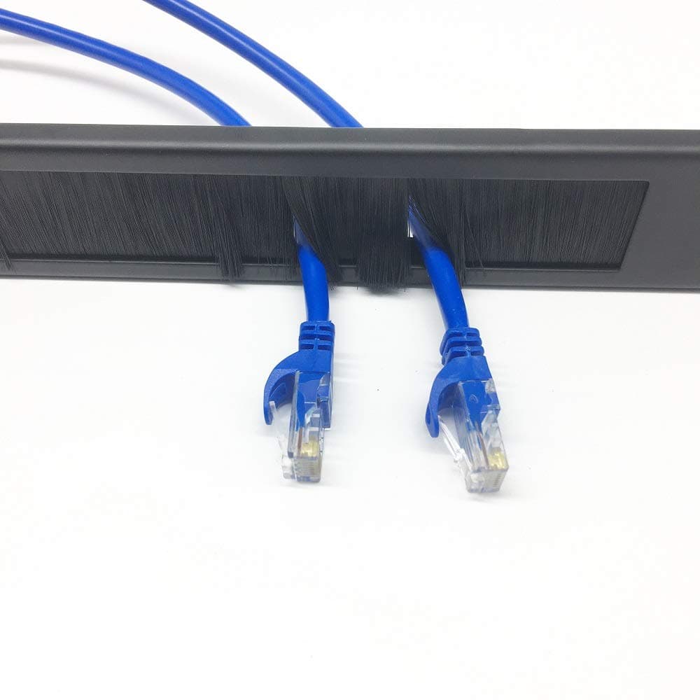 5 Pack 1U Brush Cable Manager Horizontal Rack Mount Cable Management Strip Panel for 19-inch Server Rack or Network Cabinet