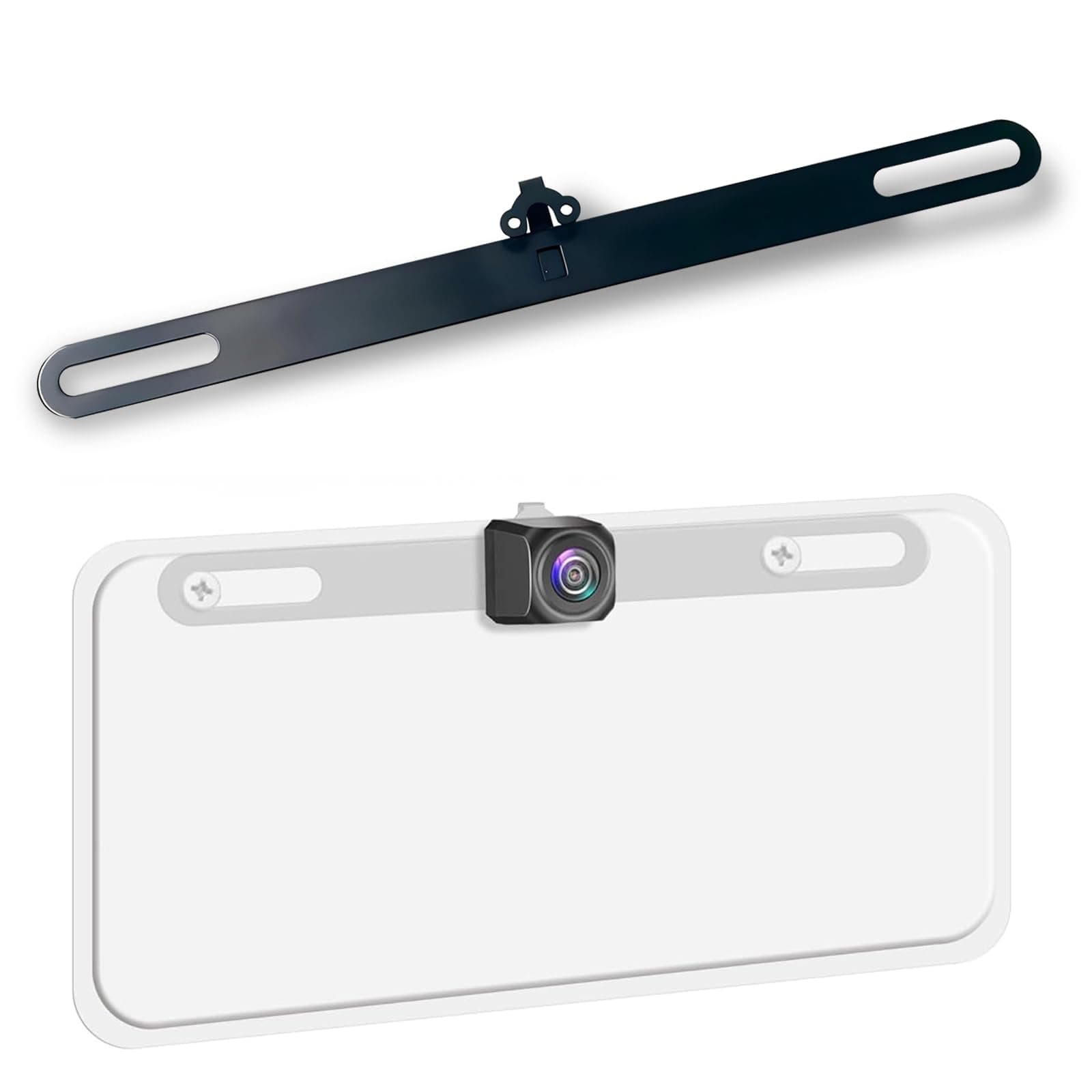 Metal Car Back-up Camera Bracket, Anti-Rust Mounting Bracket, License Plate Privacy Cover, Reverse Camera License Plate Frame, Suitable for Most Cars (Black)