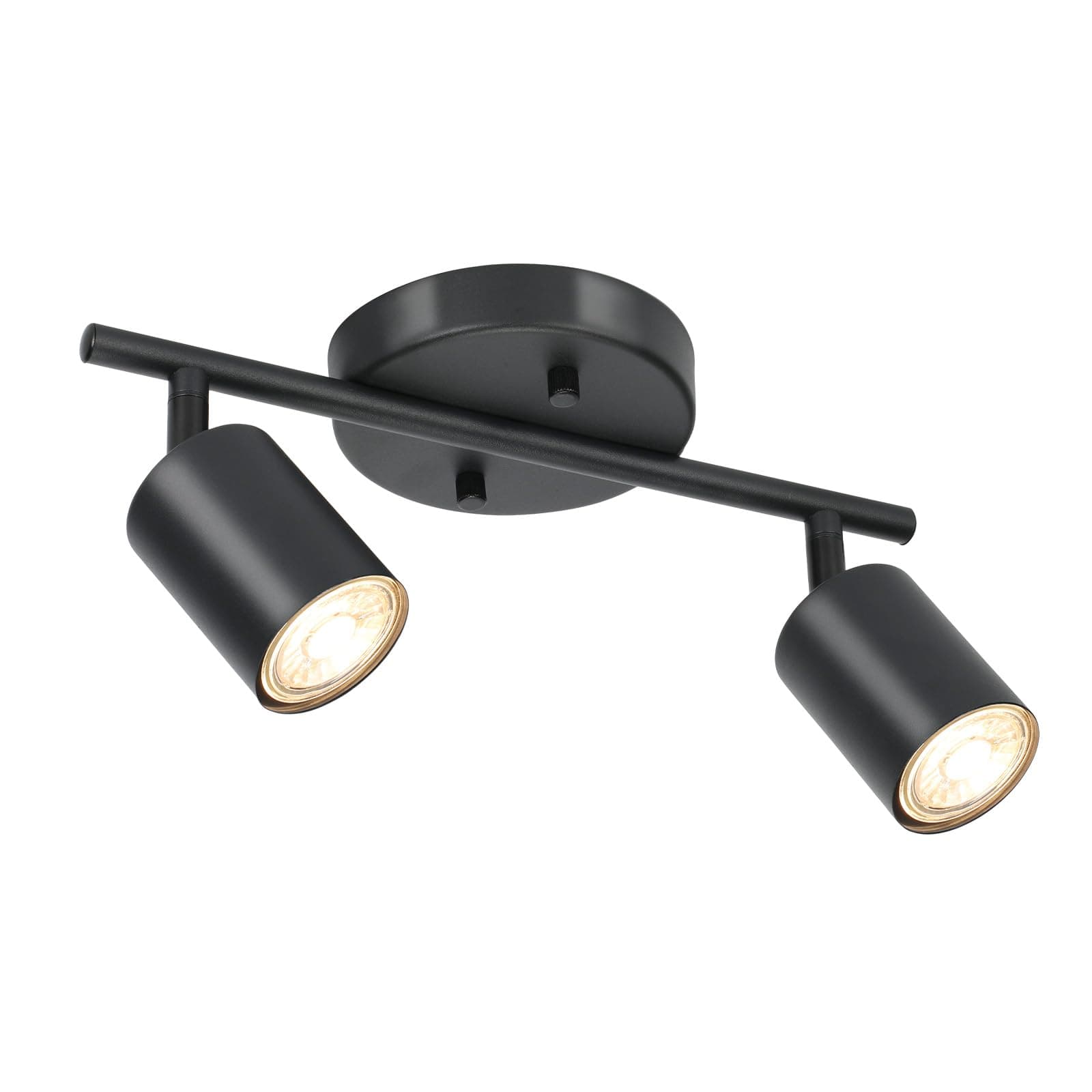 BoostArea LED 2 Light Track Lighting Kit, Black 2 Way Ceiling Spot Lighting, Flexibly Rotatable Light Head for Kitchen, Living Room, Bedroom, GU10 Bulb Not Included