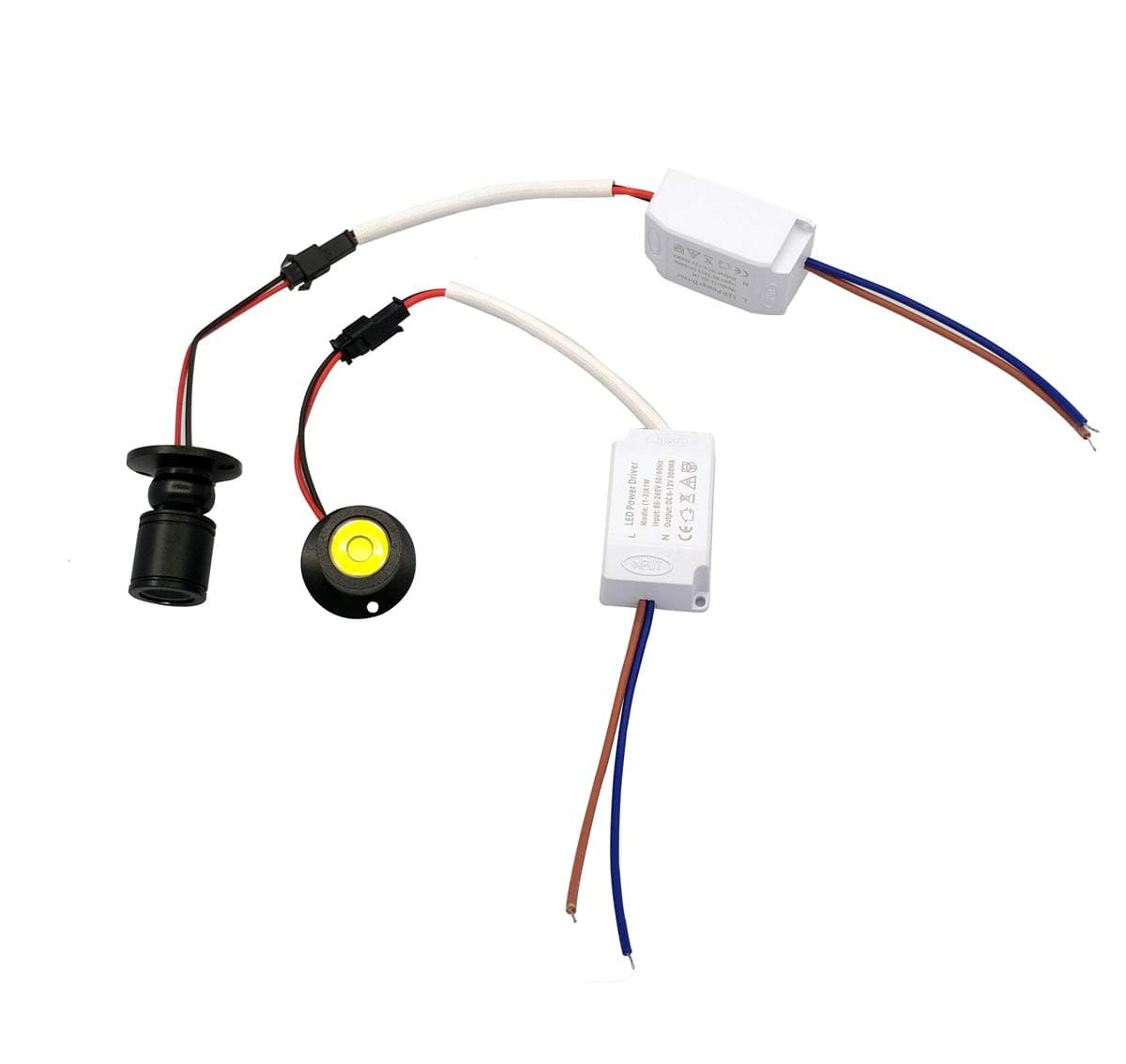 2 Pack,1W Mini Spotlight Surface Mounted Light 360° Rotatable Jewelry Cabinet Lamp Spotlight Show Box Curio Display Case,Led Under Cabinet Light, AC 85-265V (6500K White)