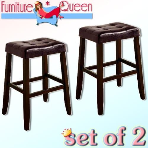 2 Espresso 29" Saddle Stools (Barstool Bar Stool)