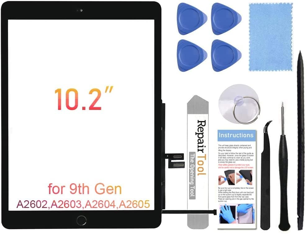 Fixerman for ipad 9th Generation Screen Replacement (A2602 A2603 A2604 A2605) ipad 9 Touch Screen Replacement Digitizer 10.2 Inch(2021 Released),with Home Button+Pre-Installed+Repair Tools