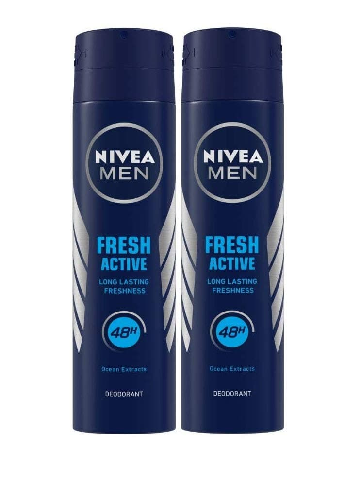 NIVEA Fresh Active Spray Deodorant For Men , 2 Count