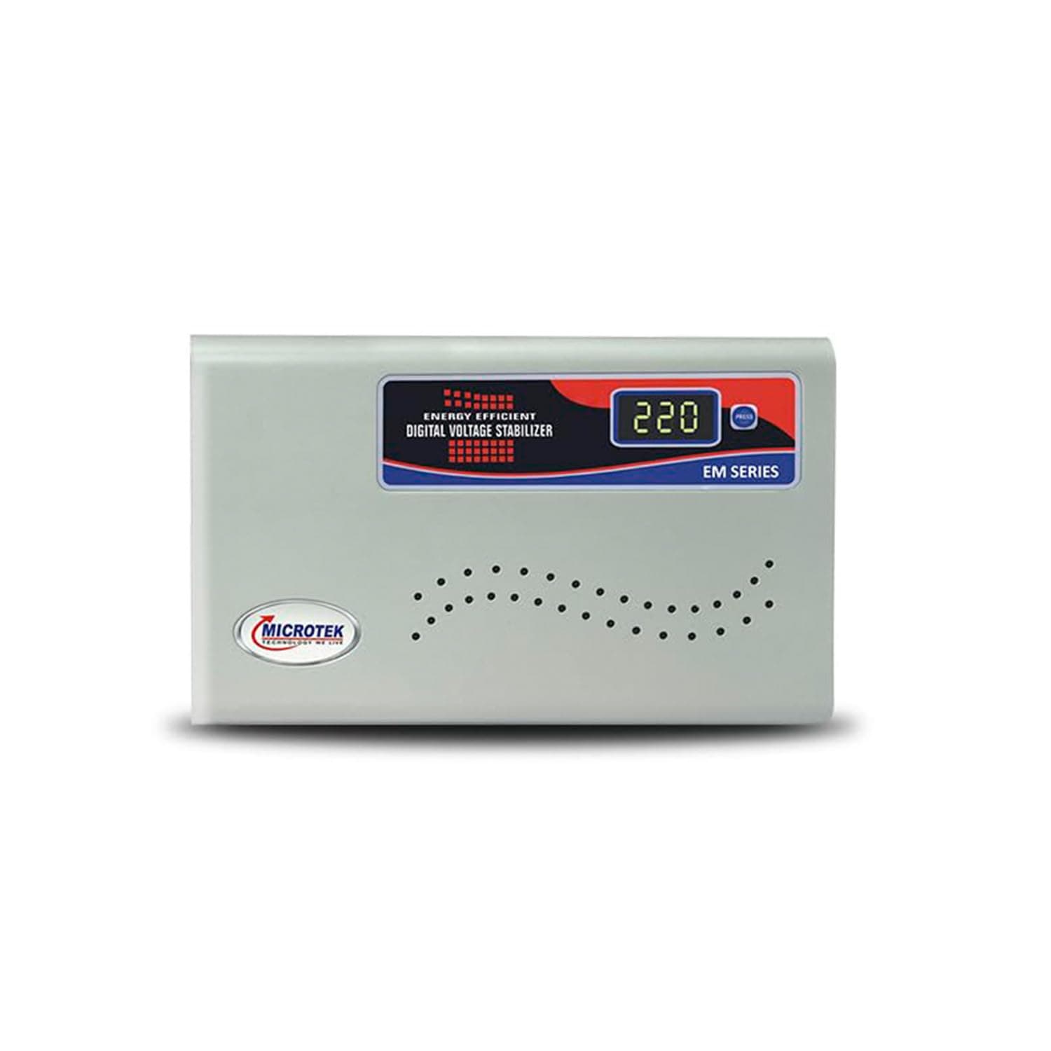 Microtek EM5170+ Automatic Voltage Stabilizer for AC up to 2 ton (170V-270V), Metallic Grey – LED Display, Wall Mounted