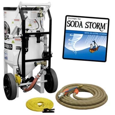 6.5 Cu. Ft. Soda Blasting Machine Complete Package, Portable, Pressure Hold System, Pneumatic