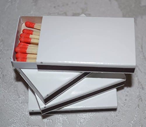 50 White Plain Matchboxes with Red Tips