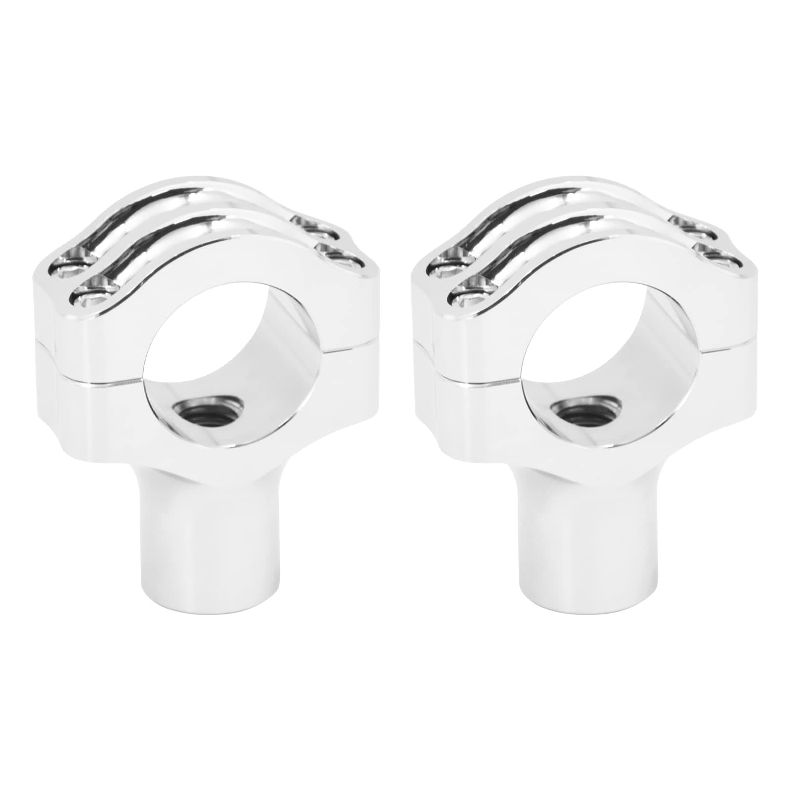 HDBUBALUS 1.25'' Motorcycle Handlebar Riser Handle Bars Clamp Mount Fit For Harley Sportster Road King Dyna Softail (Color: Chrome)