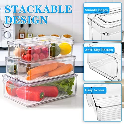 14 Pack Fridge Organizer Bins