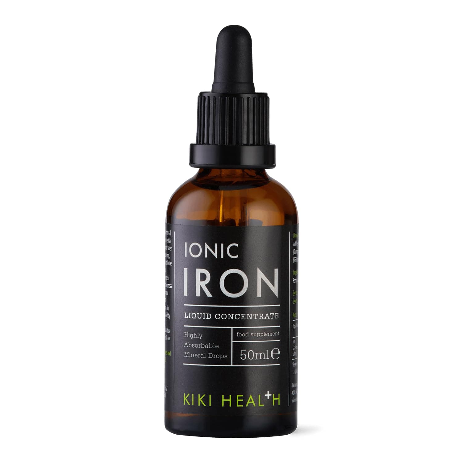 KIKI Health - Ionic Iron Liquid High Concentration Drops - 14mg Iron per Serving - 100% Natural Minerals for Optimal Mineral Balance - 50 millilitres