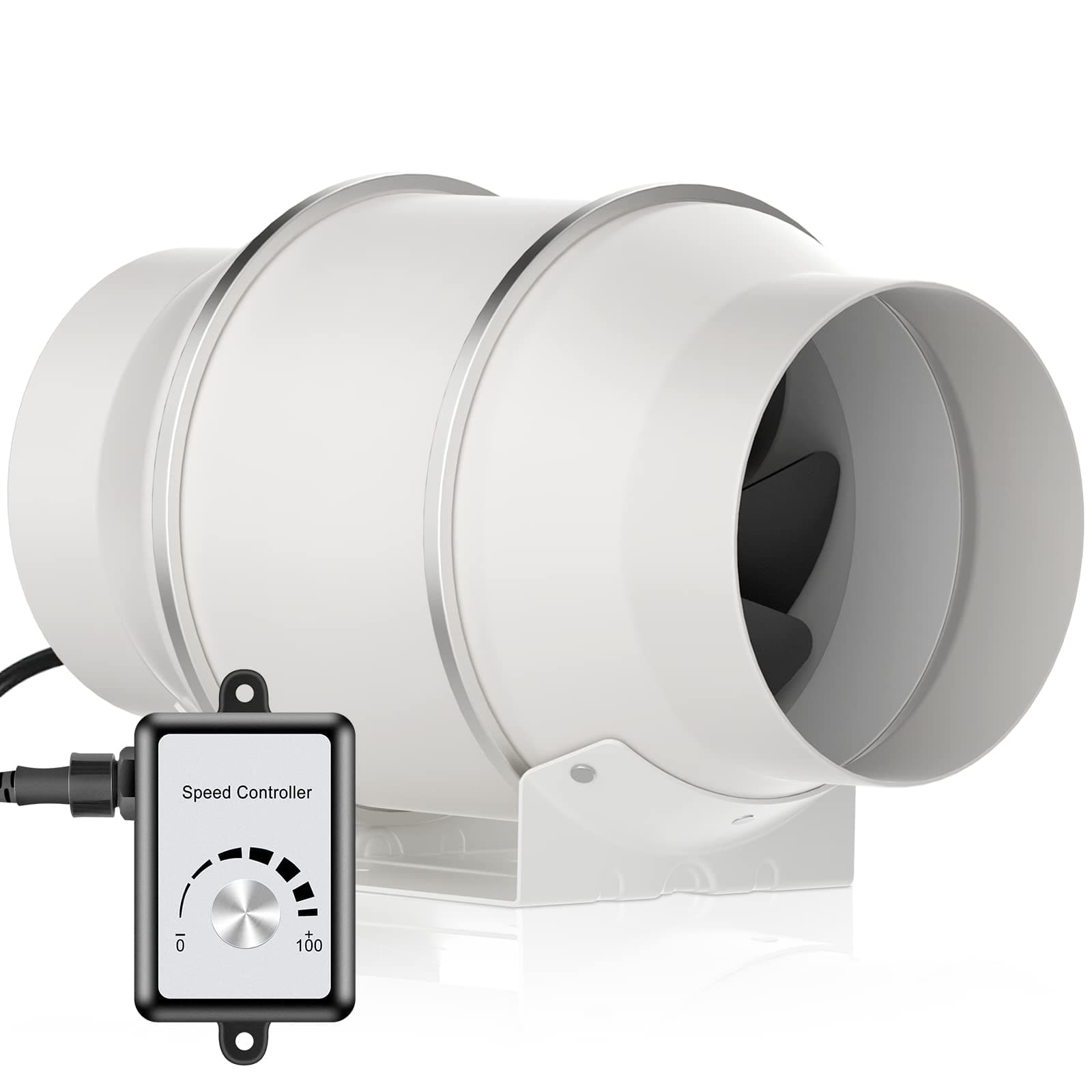 HG Power Duct Fan, Variable Speed Controller, 150 mm, for Bathroom, Workshop, Hydroponics, 110V-240V, EC Motor