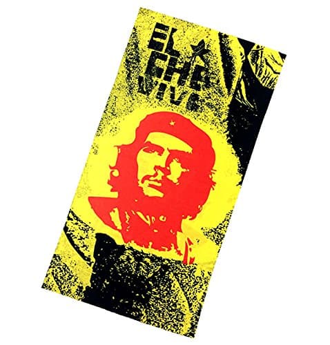 Ht-059 Che Guevara Revolutionary Portrait Yellow Black and Red Design Protective Multi-use Seamless Breathable Neck and Head Tube Gaiter. Can Be Used As Neck Warmer, Headband, Bandana, Wristband, Balaclava, Headwrap. For Outdoor Activities Like Running Fishing Hunting Golf Camping Hiking Sports Motorcycle Riding Biking Sun and Face Protection