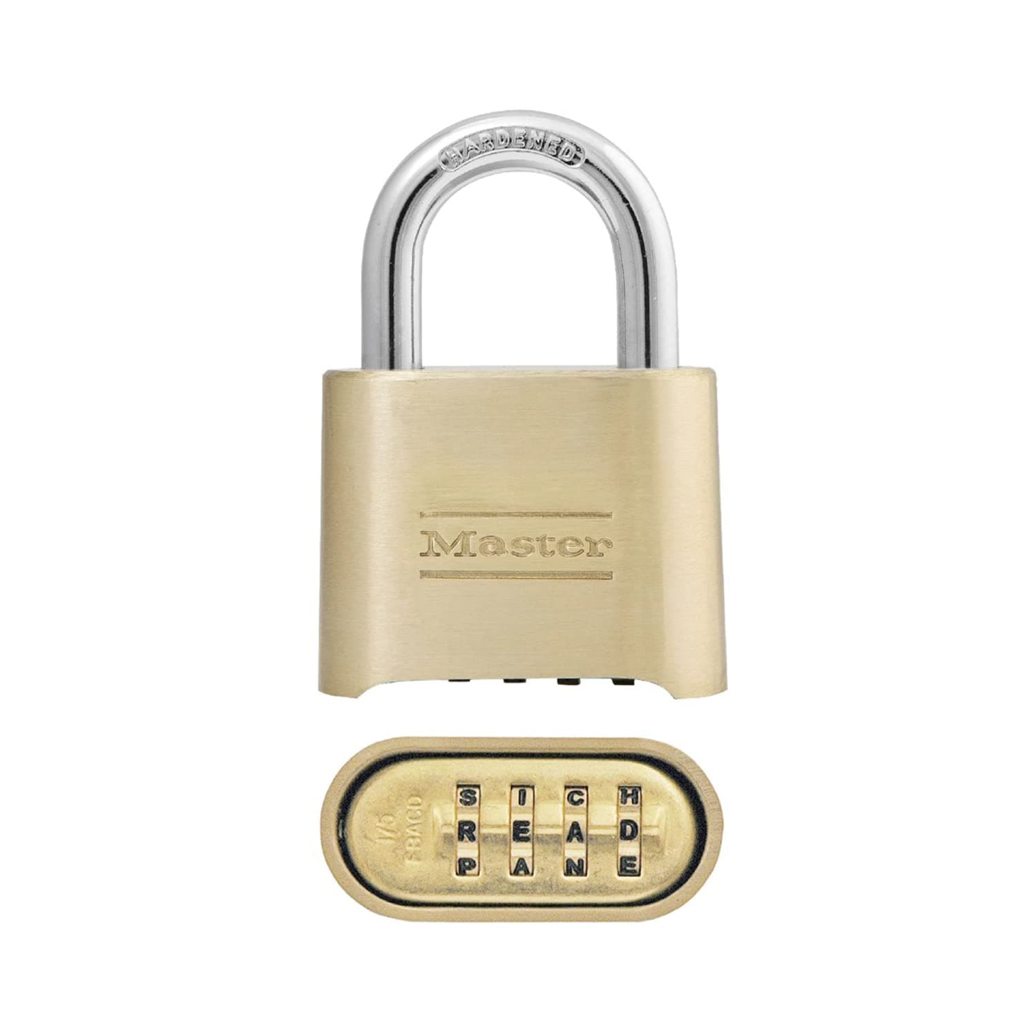Padlock, Set Your Own Letter Combination Lock, 2 in. Wide, 175DWD, 1- inch, Tan