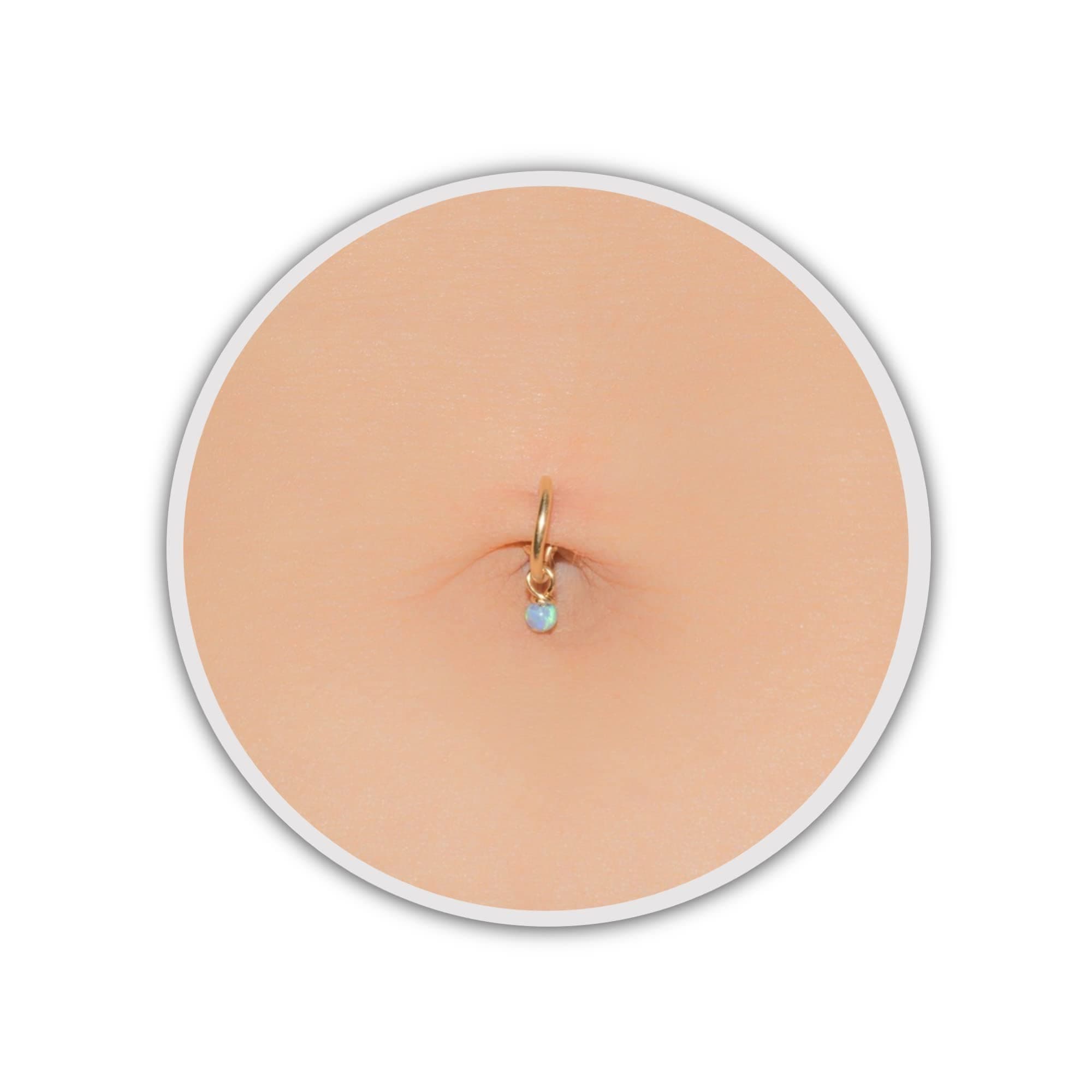 Tiny Belly Button Ring Simple Navel Hoop Handmade Opal Piercing Jewelry