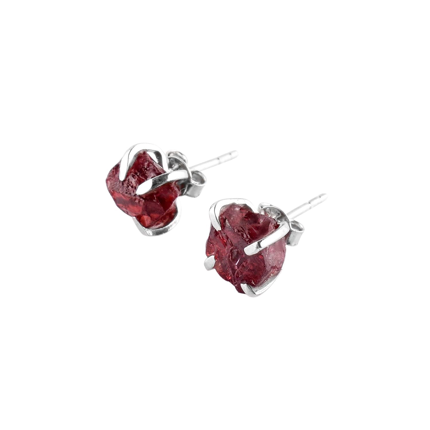 Raw Garnet Stud Earrings
