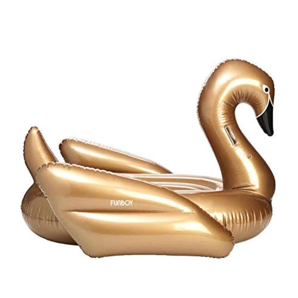 FUNBOY Giant Inflatable Gold Swan Pool Float, Luxury Float for Summer Pool Parties and Entertainment