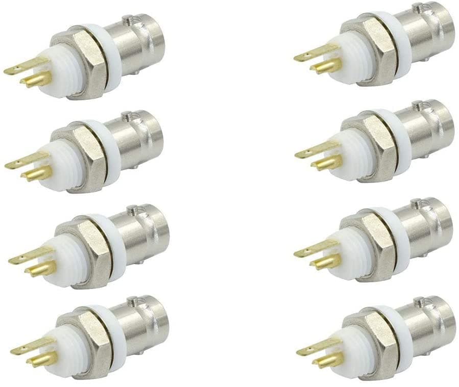 bnafes BNC Chassis Panel Mount Socket Female Jack Solder Type Connector Adapter - (8pcs)
