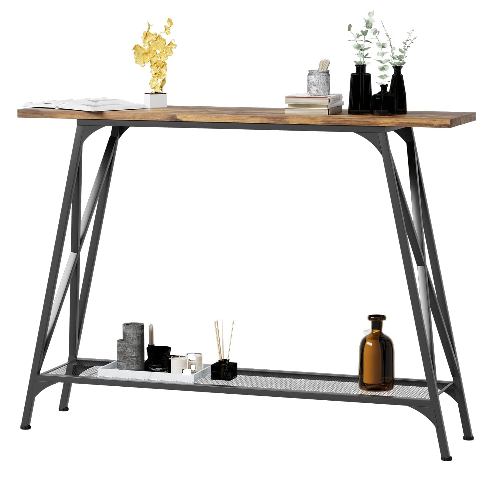 Console Sofa Table 41.7 in Entryway Table Industrial Modern Narrow Sofa Tables with Shelves 2-Tier Storage, Entrance Tall High Table for Hallway, Entryway,Bedroom & Living Room Furniture