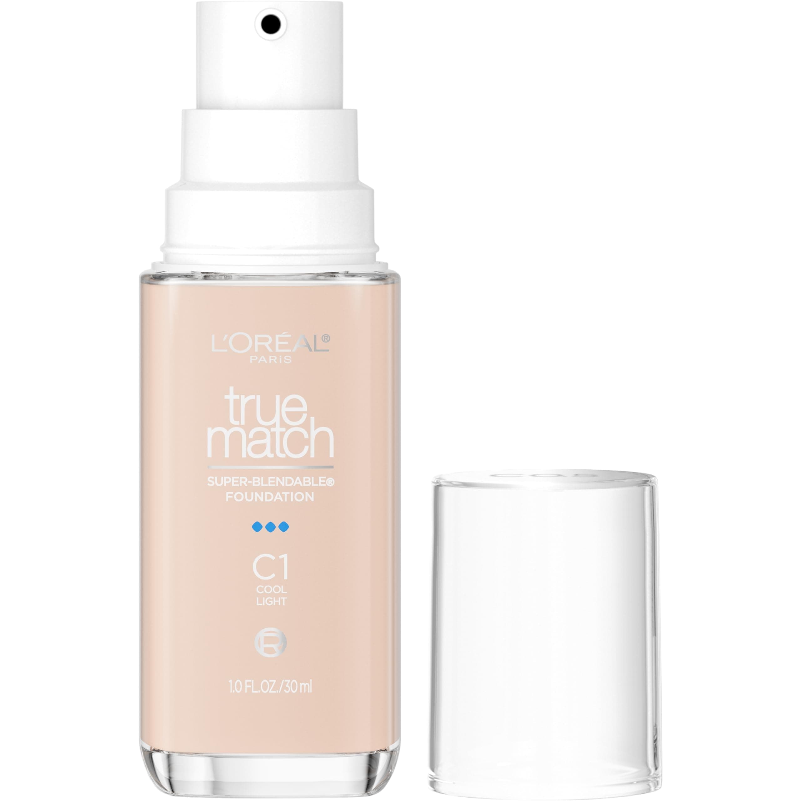 True Match Super-Blendable Foundation, Medium Coverage Liquid Foundation Makeup, C1, Light, 1 Fl Oz